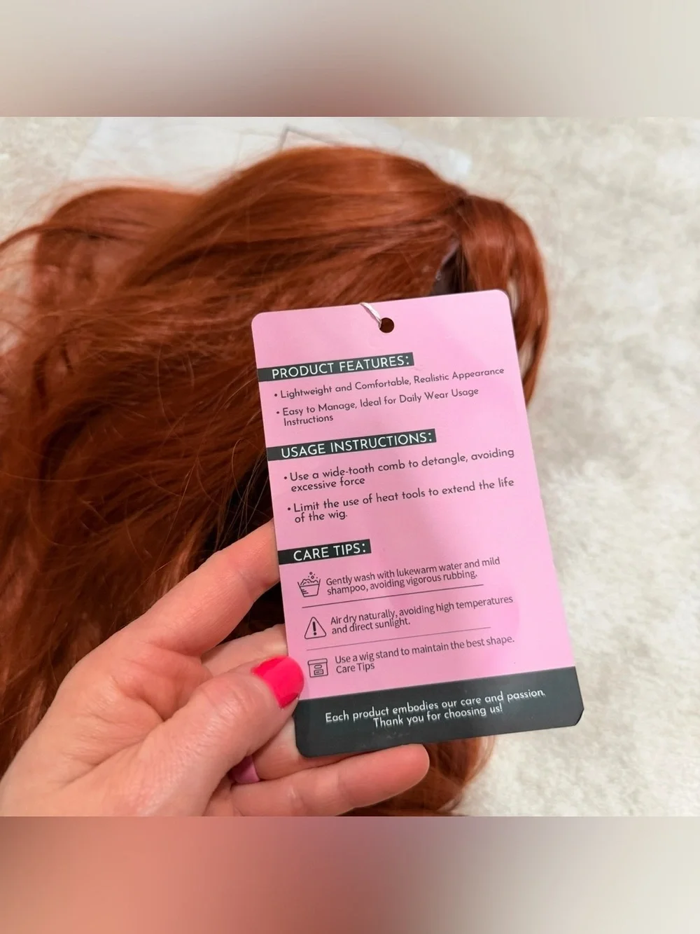 Red Long Women's Wig with bangs